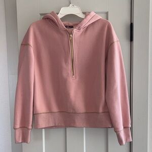 Women's Pink Half-Zip Hooded Sweater